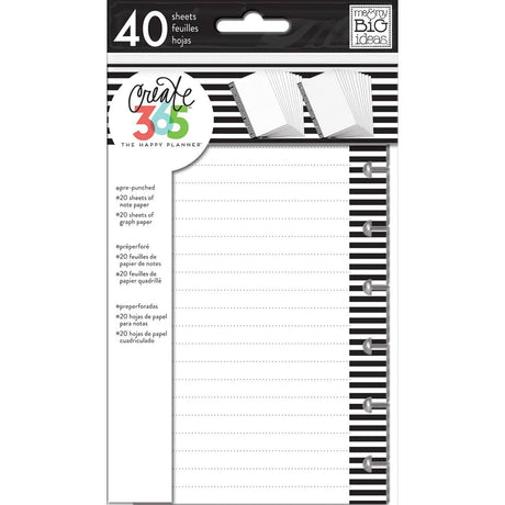 FILM-01-Happy Planner-Mini-Black White Stripe Note Paper