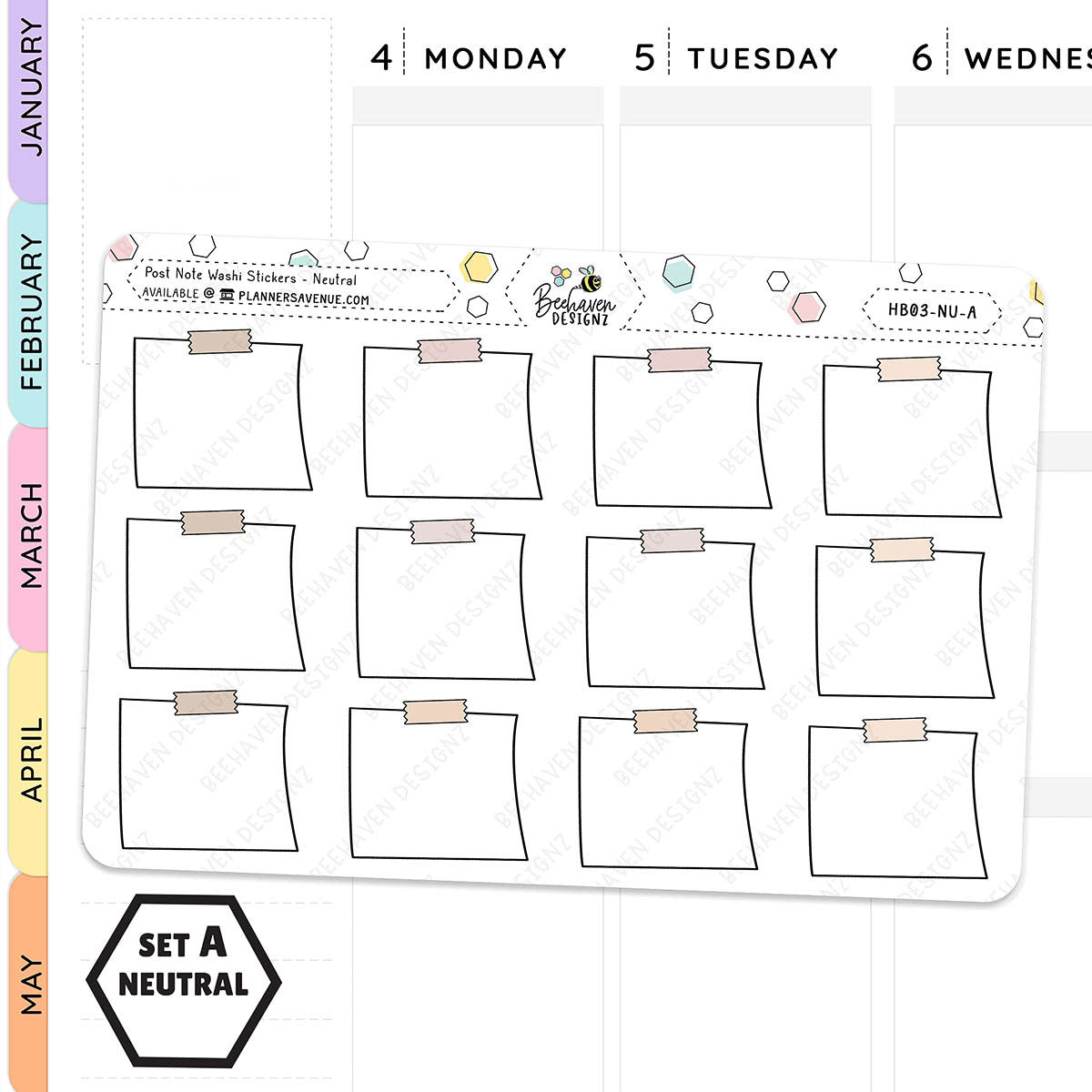 Post Note Washi Planner Stickers