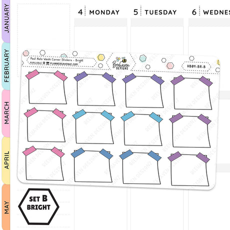 Post Note Washi Corner Planner Stickers