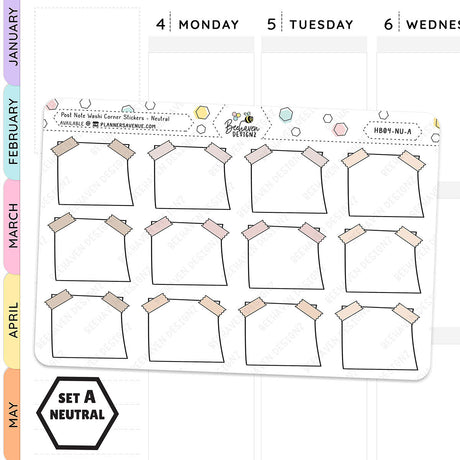 Post Note Washi Corner Planner Stickers