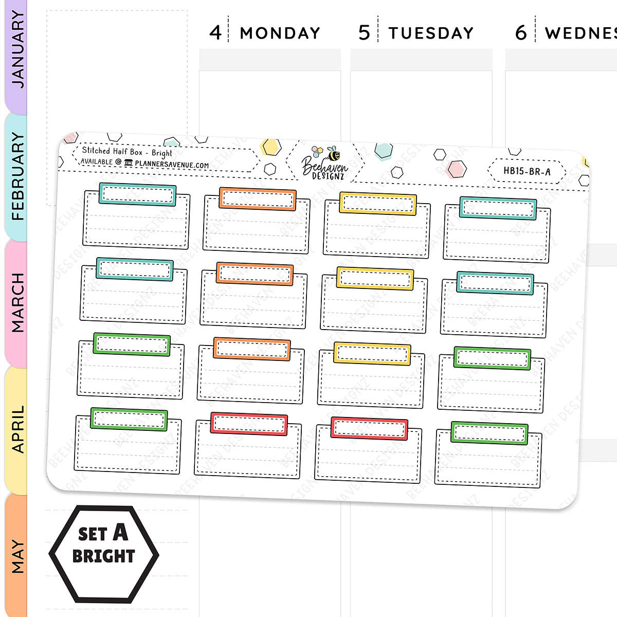 Stitched Half Box Planner Stickers