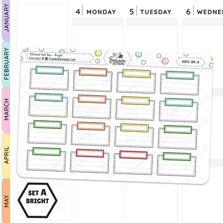 Stitched Half Box Planner Stickers
