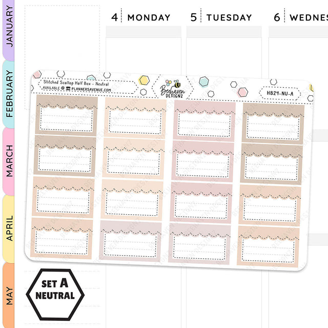 Stitched Scallop Half Box Planner Stickers
