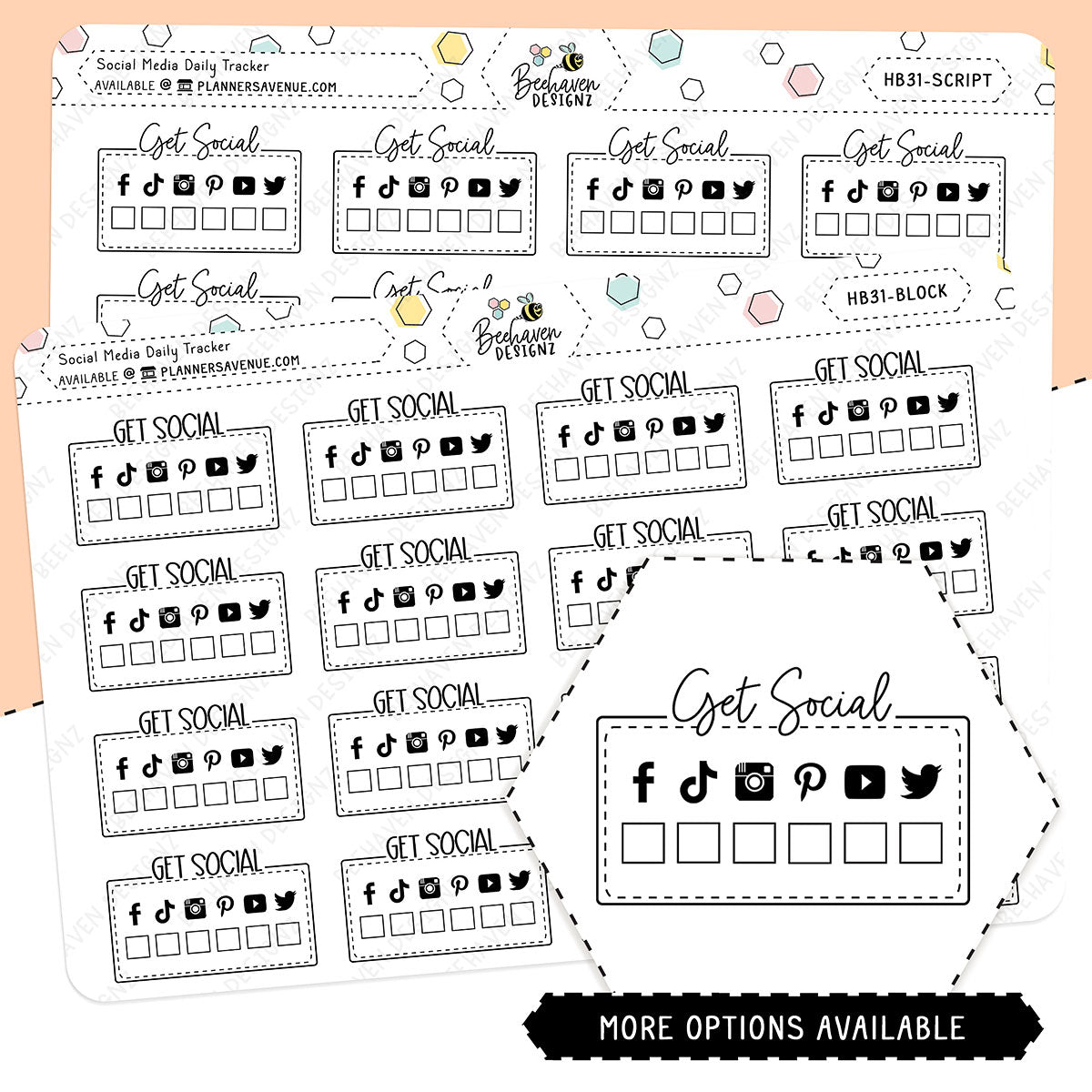 Social Media Check Box Planner Stickers