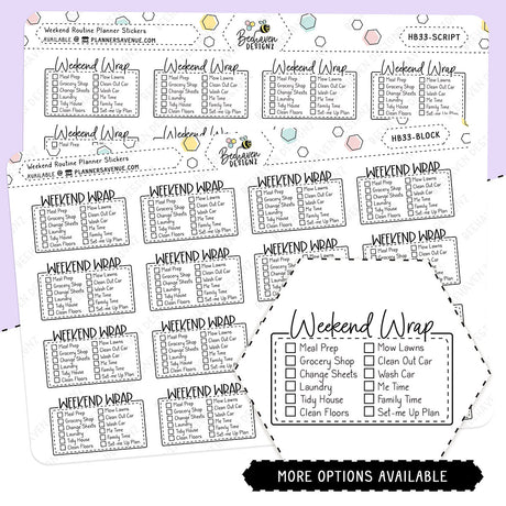 Weekend Routine Script Box Planner Stickers
