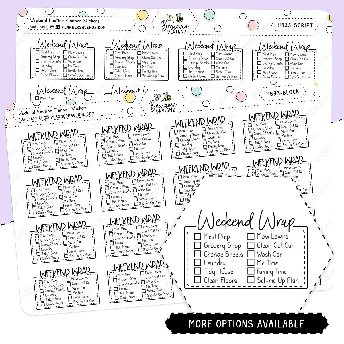 Weekend Routine Script Box Planner Stickers