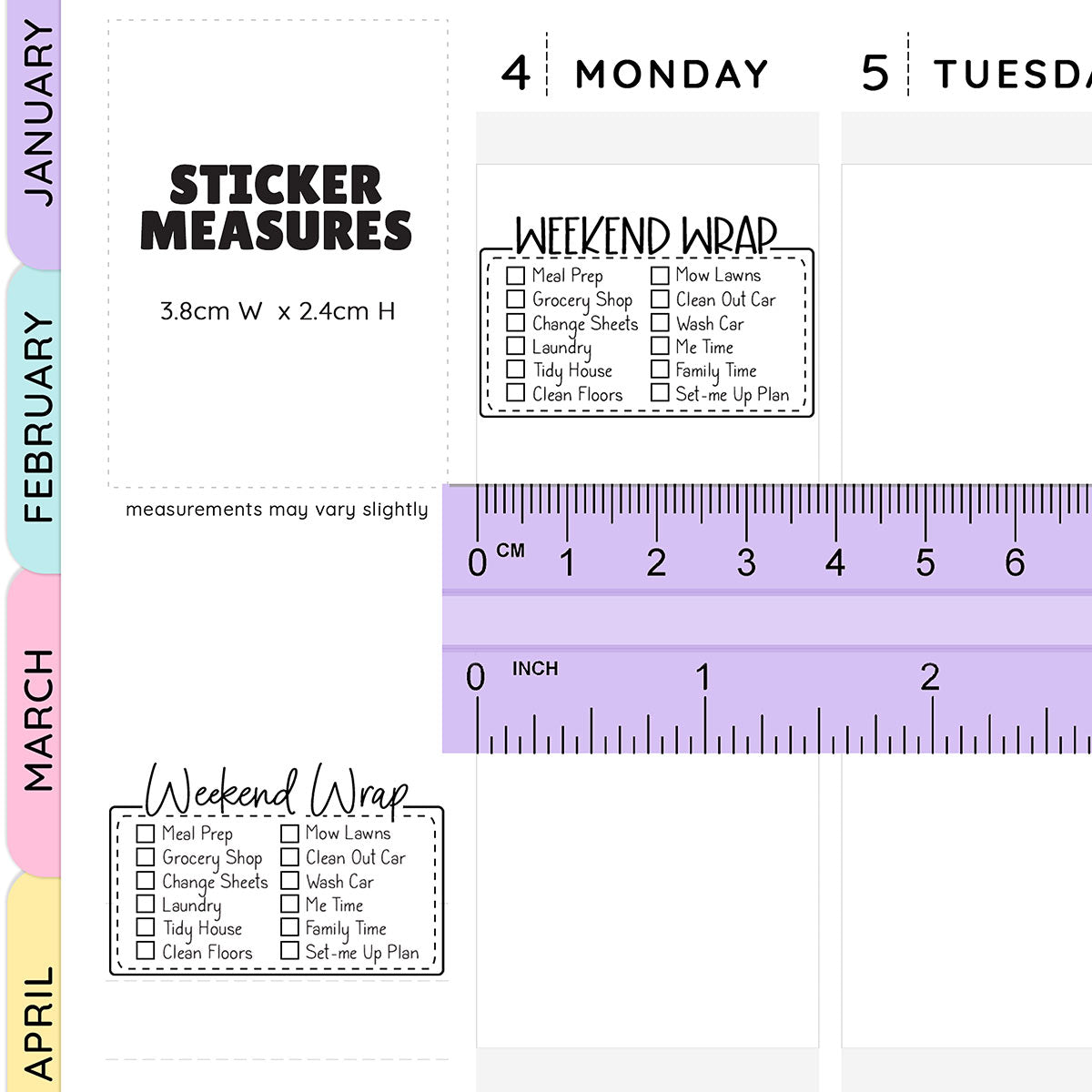 Weekend Routine Script Box Planner Stickers