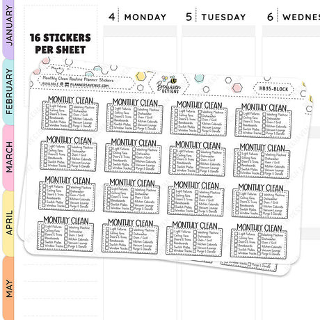 Monthly Cleaning Script Box Planner Stickers