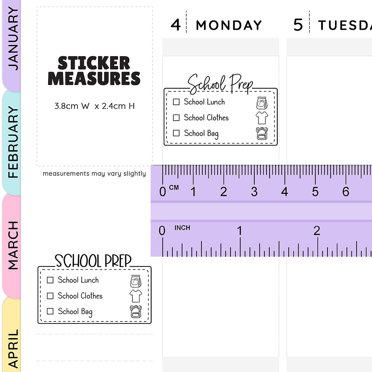 School Prep Script Planner Stickers