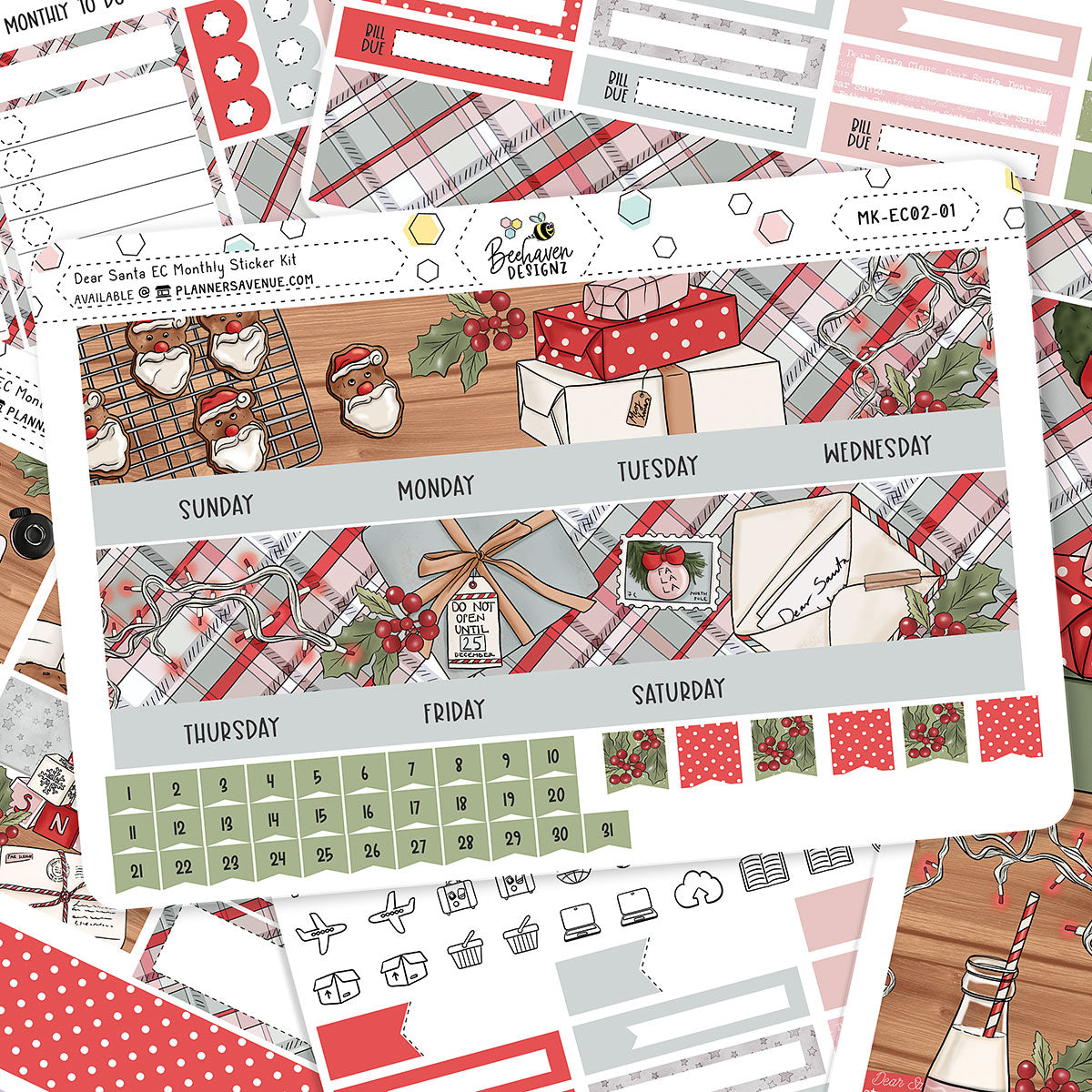 Dear Santa Erin Condren Monthly Sticker Kit