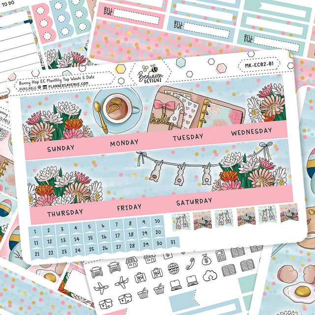 Bunny Hop Erin Condren Monthly Sticker Kit