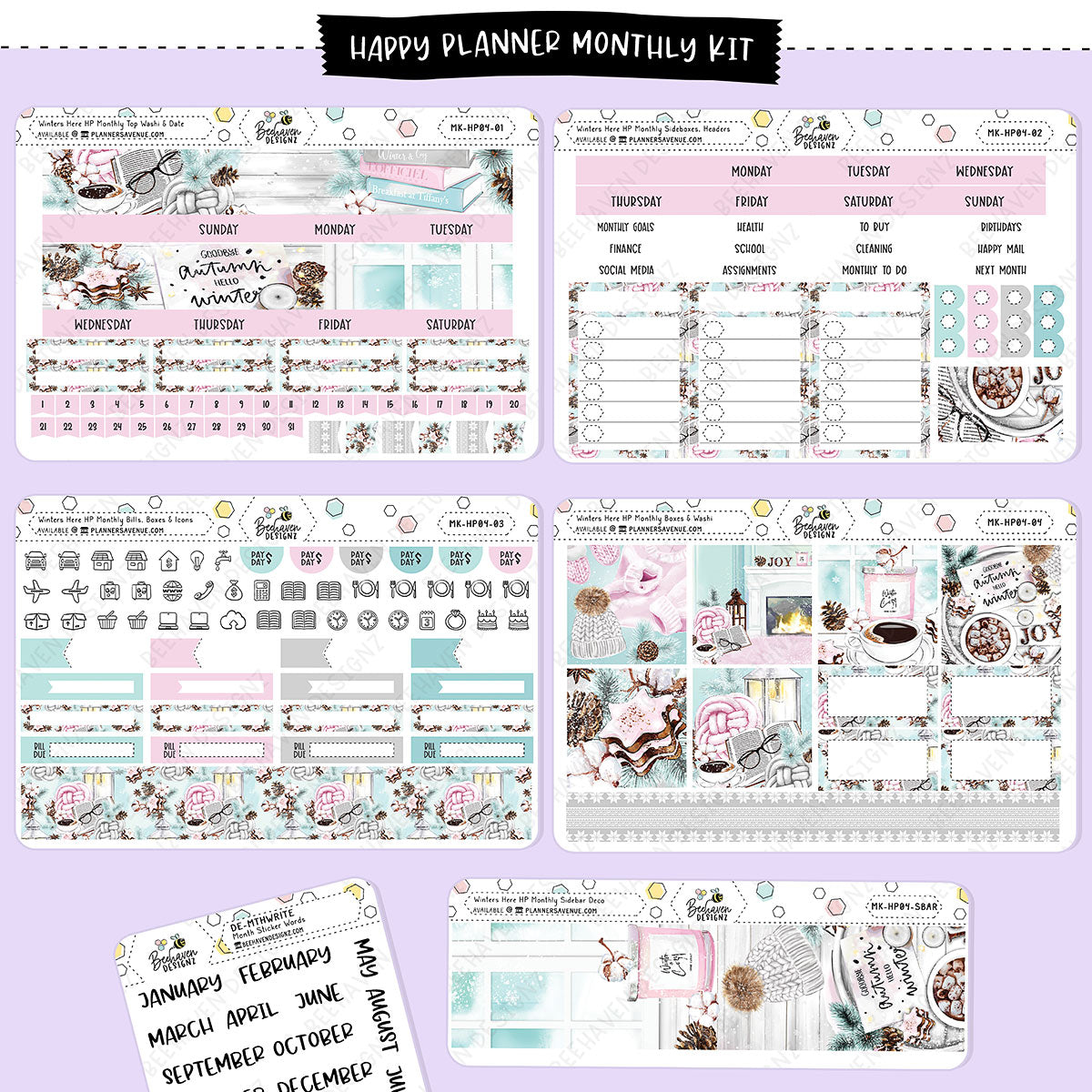 Winters Here Happy Planner Monthly Sticker Kit