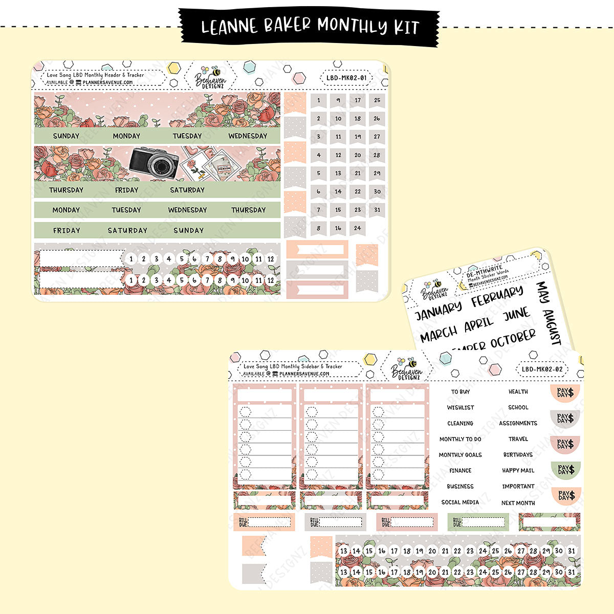 Love Song LBD Monthly Sticker Kit