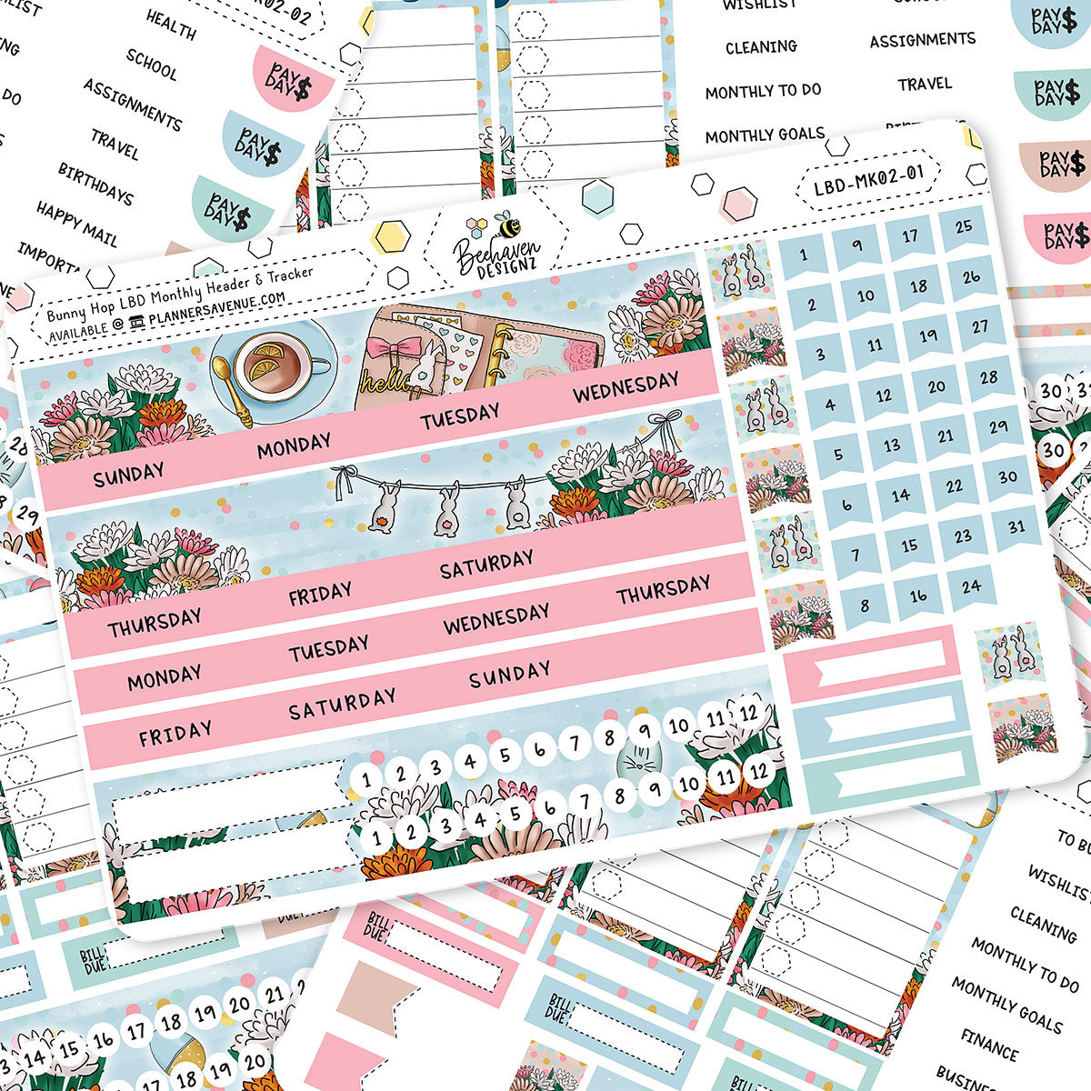 Bunny Hop LBD Monthly Sticker Kit