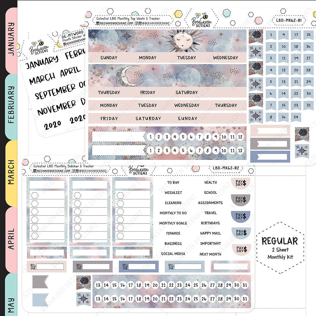 Celestial LBD Monthly Sticker Kit