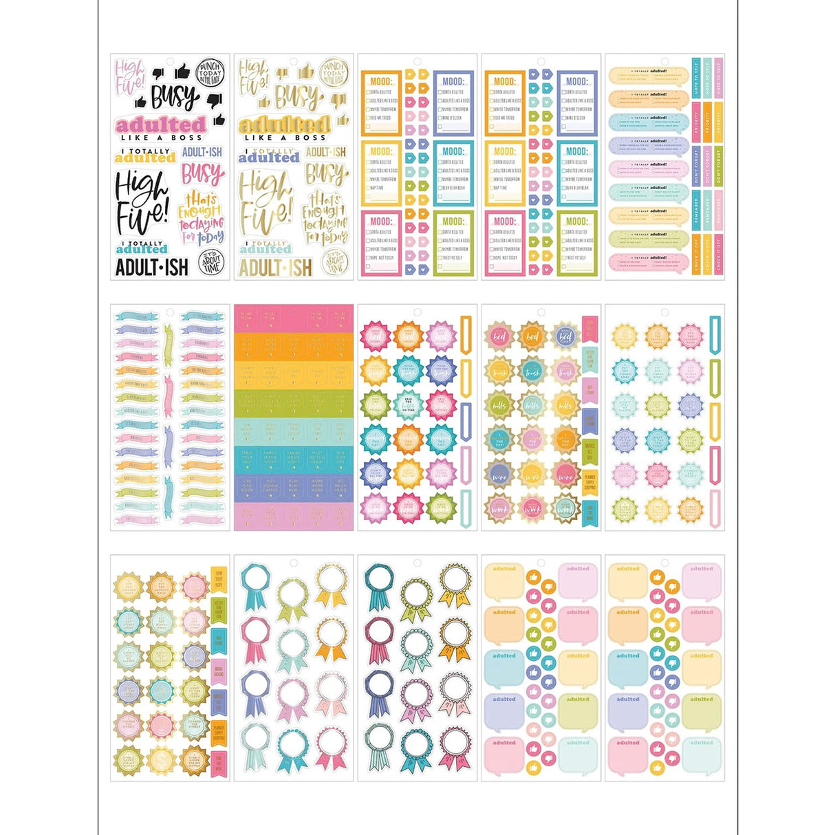 Inside pages of Happy Planner Classic Adulting Stickers Value Pack