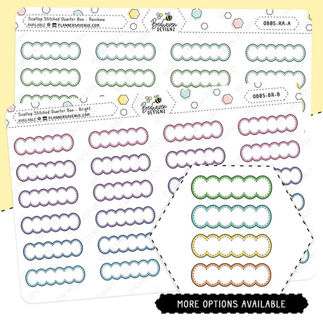 Scallop Stitched Quarter Box Planner Stickers