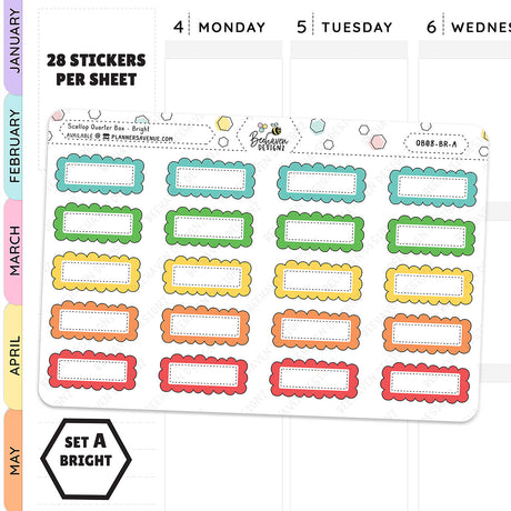 Scallop Quarter Box Planner Stickers