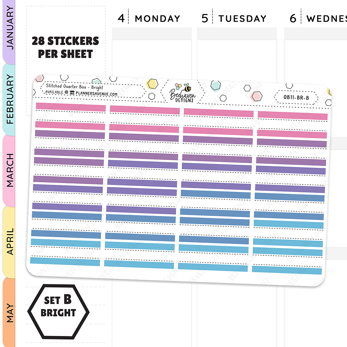 Stitched Quarter Box Planner Stickers