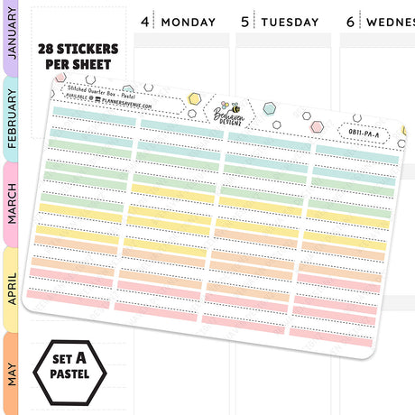 Stitched Quarter Box Planner Stickers