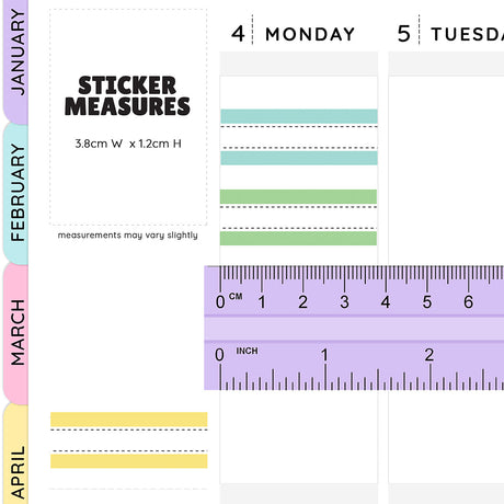 Stitched Quarter Box Planner Stickers