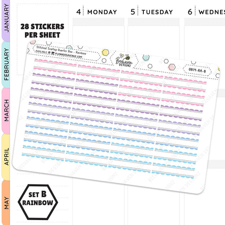 Stitched Scallop Quarter Box Planner Stickers