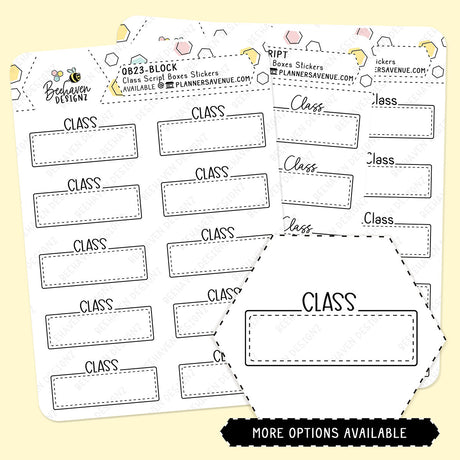 Class Script Boxes Planner Stickers