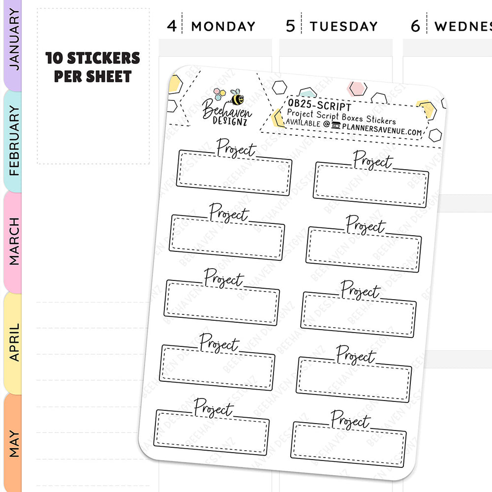 Project Script Box Planner Stickers