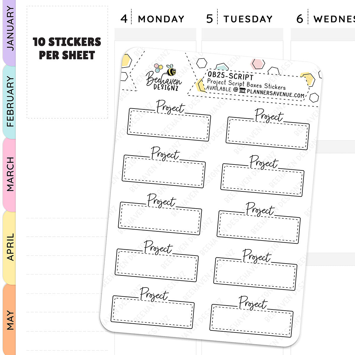 Project Script Box Planner Stickers