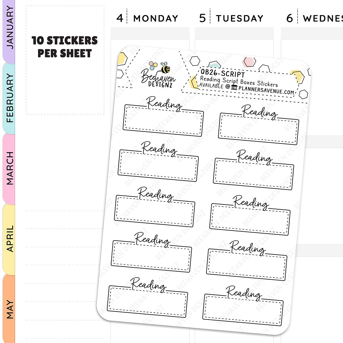 Reading Script Box Planner Stickers