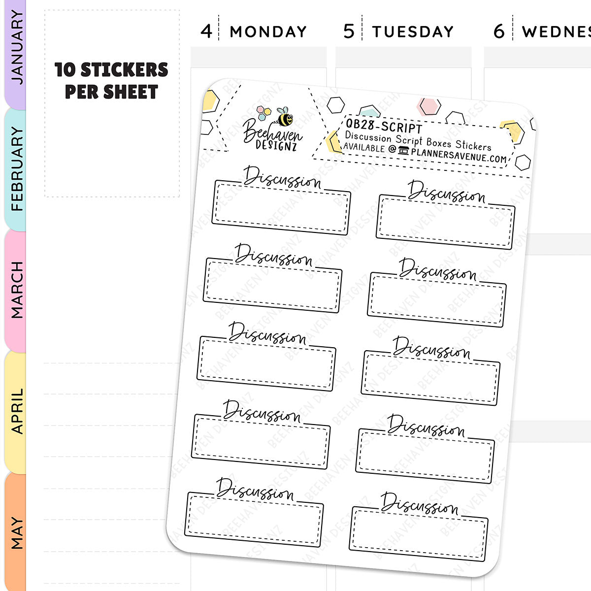 Discussion Script Box Planner Stickers