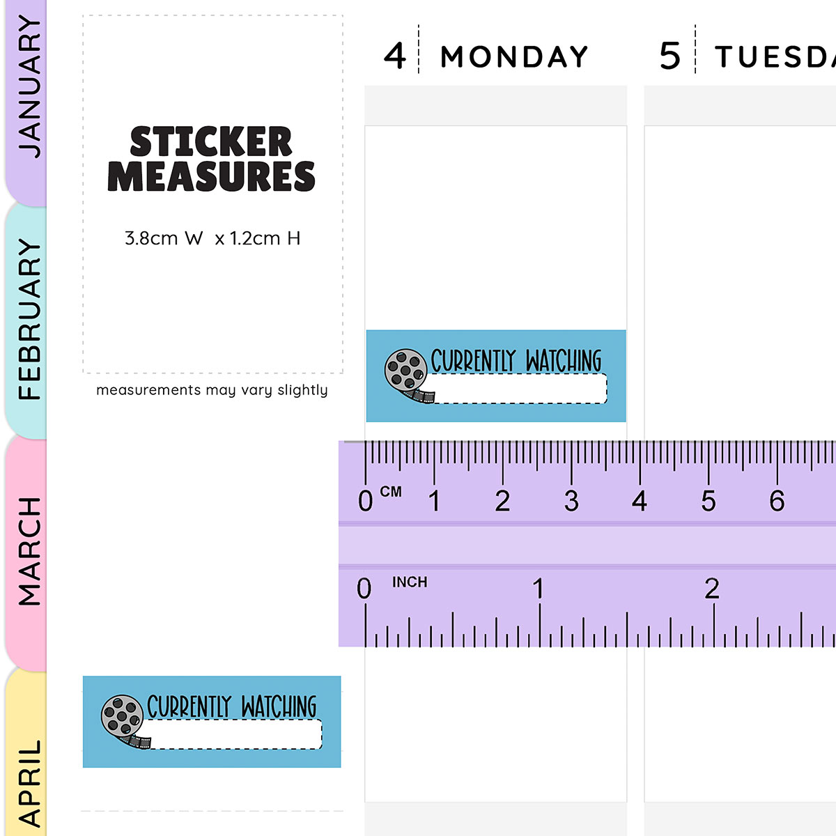 Currently Watching Quarter Box Stickers