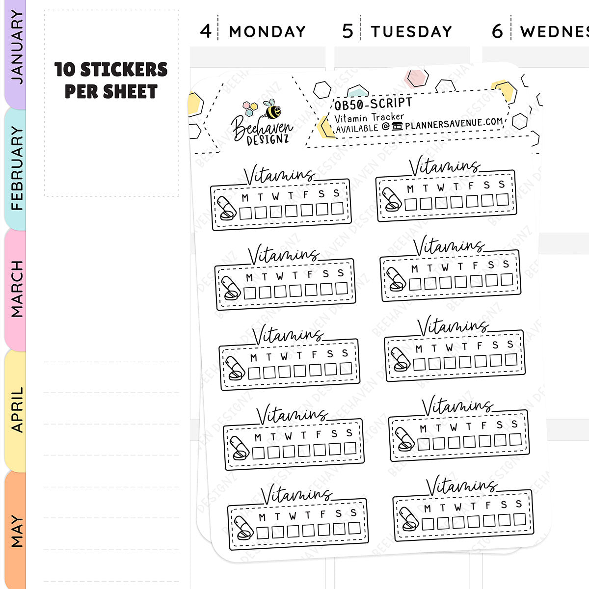 Vitamin Tracker Planner Stickers