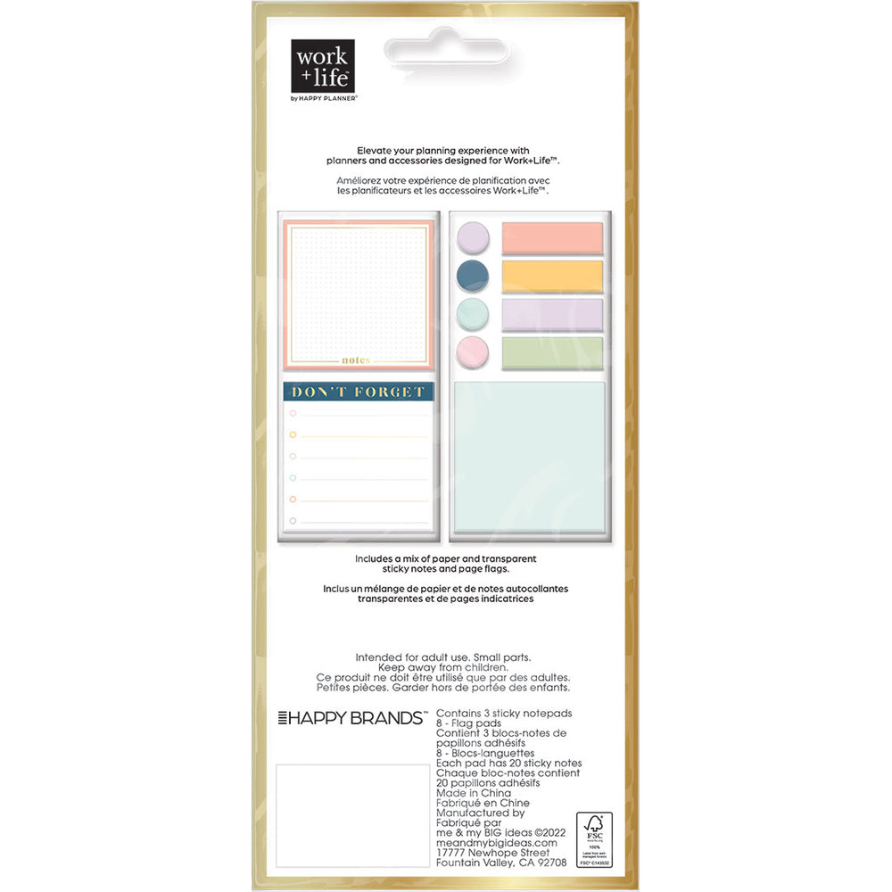 Happy Planner Work Life Sticky Notes & Flag Labels - Bright Pastels