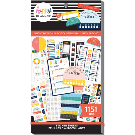 Happy Planner Bright Retro Sticker Book Value Pack