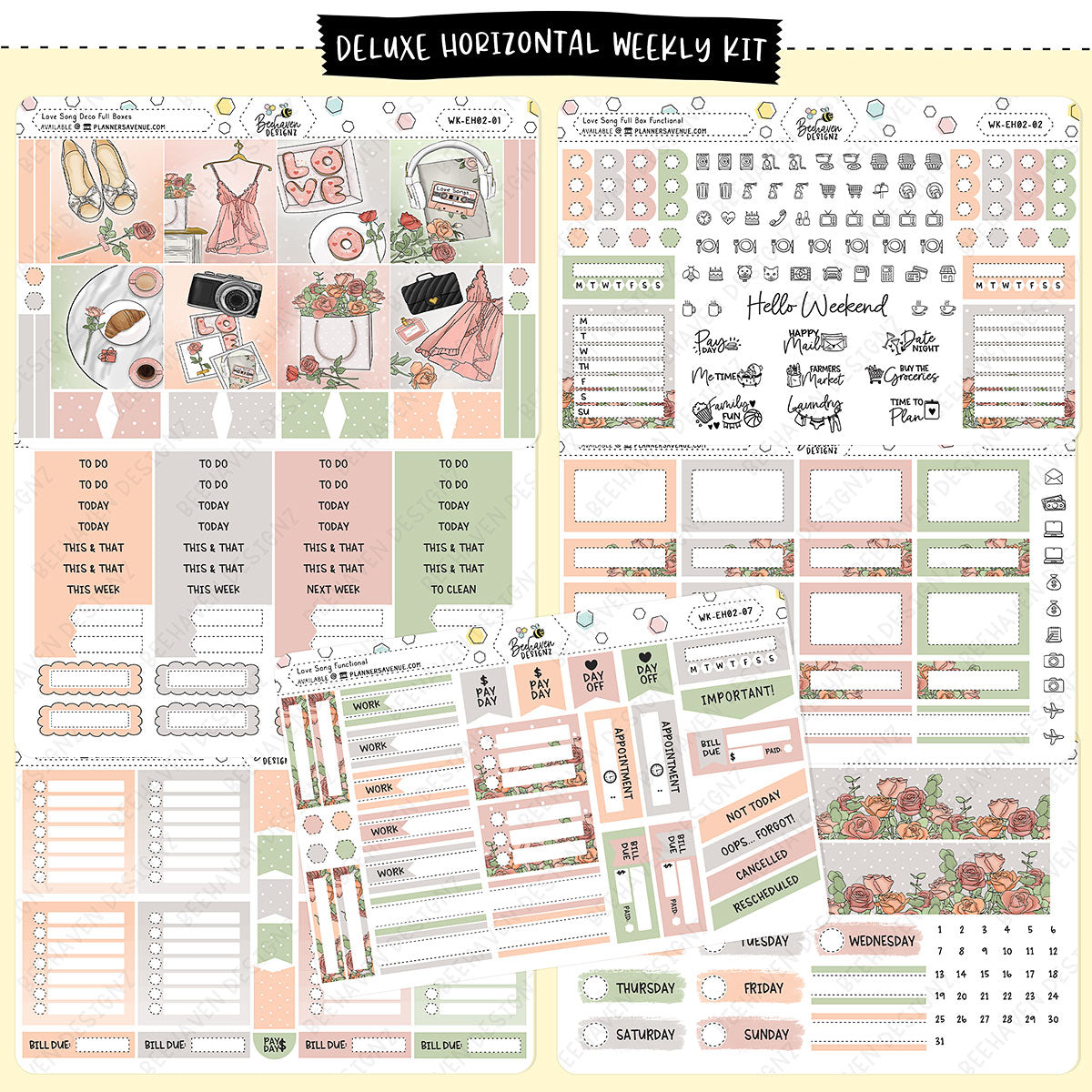 Love Song Horizontal Deluxe Weekly Sticker Kit