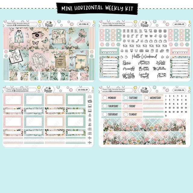 Flowers Flutter Horizontal Weekly Sticker KitFlowers Flutter Horizontal Weekly Sticker Kit