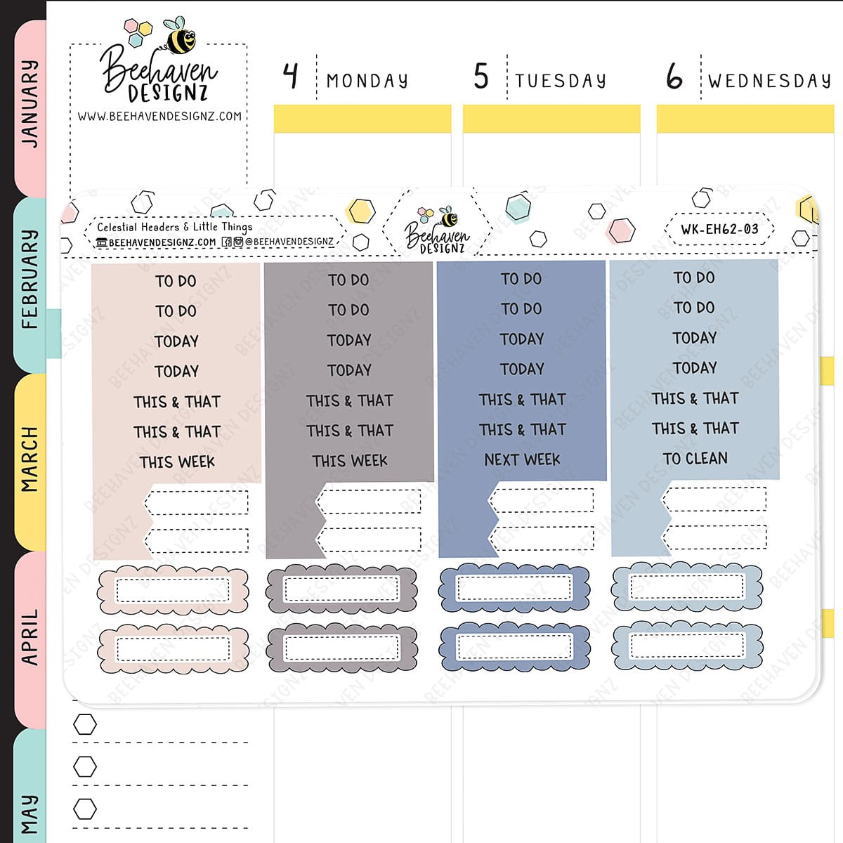 Celestial Horizontal Weekly Sticker Kit