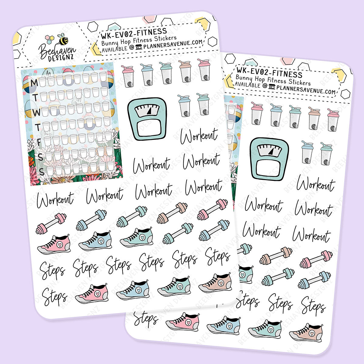 Bunny Hop Fitness Planner Stickers