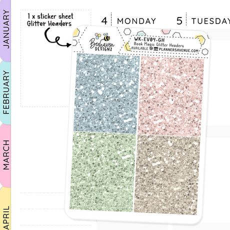 Book Magic Glitter Header Stickers