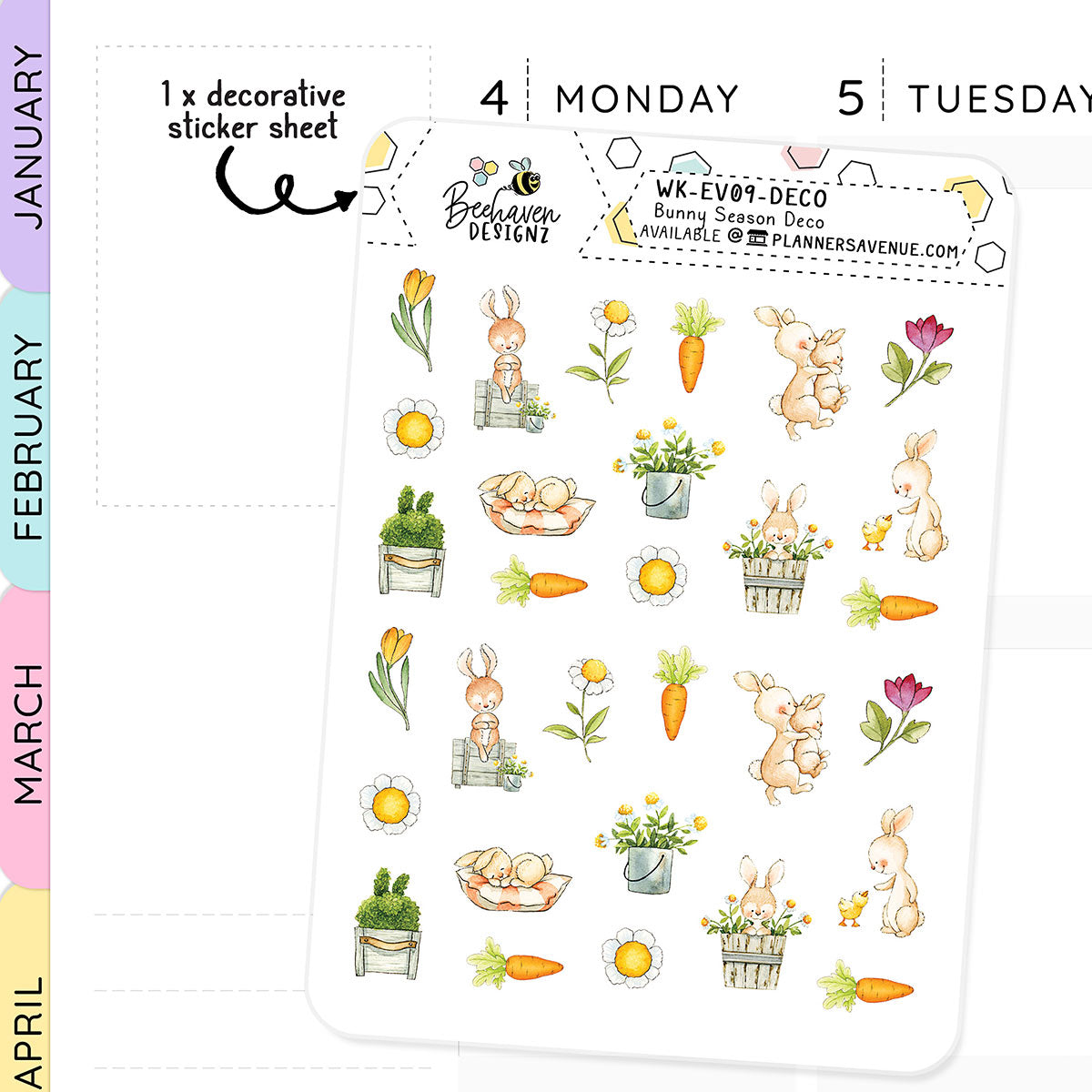 Bunny Season Decorative Planner Stickers