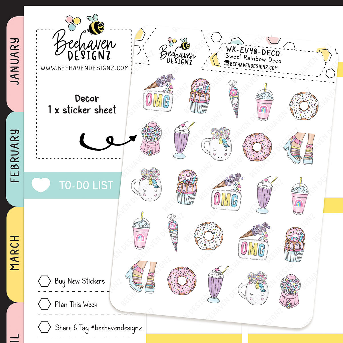Sweet Rainbow Decorative Planner Sticker