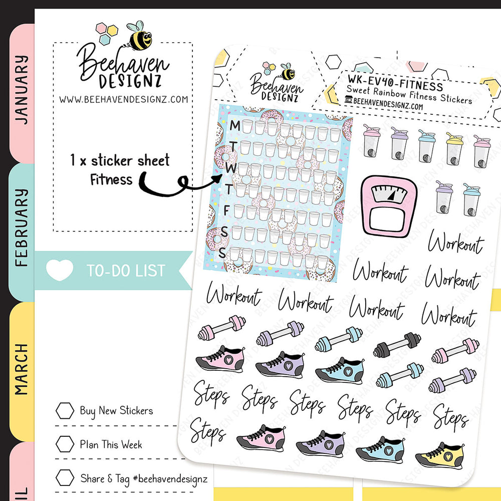 Sweet Rainbow Fitness Stickers