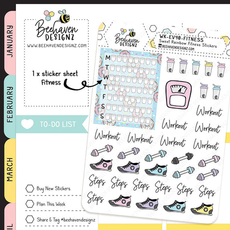 Sweet Rainbow Fitness Stickers