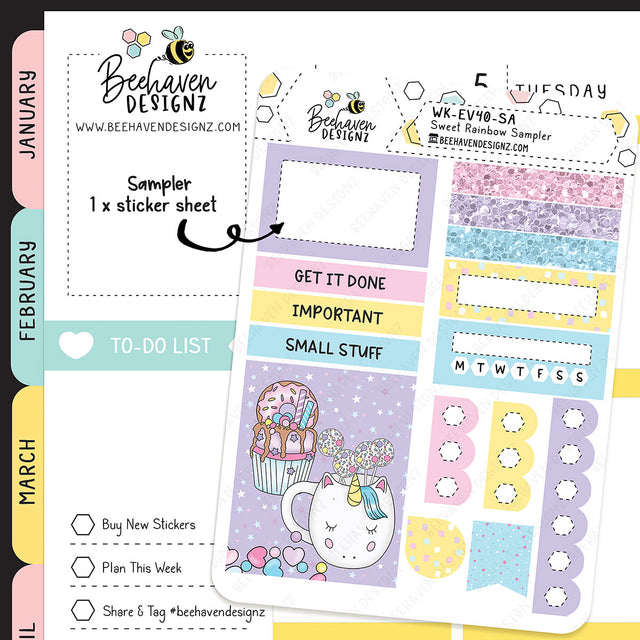 Sweet Rainbow Planner Sticker Sampler