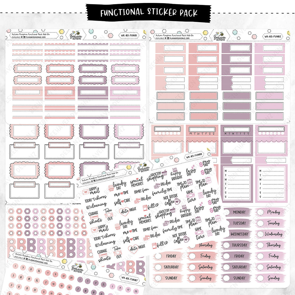 Autumn Pumpkin Functional Planner Stickers Bundle