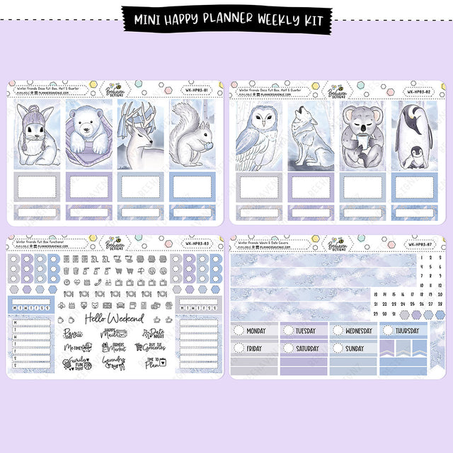 Winter Friends Happy Planner Weekly Sticker Kit