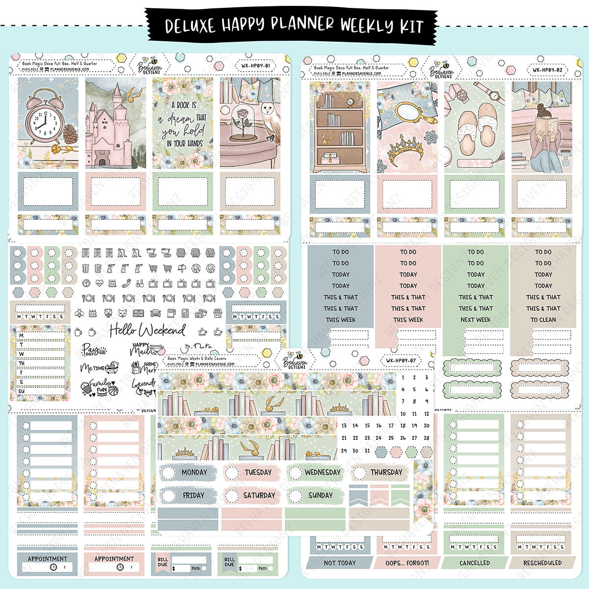 Book Magic Happy Planner Stickers Weekly Kit