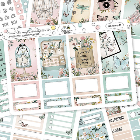 Flowers Flutter Happy Planner Weekly Sticker Kit