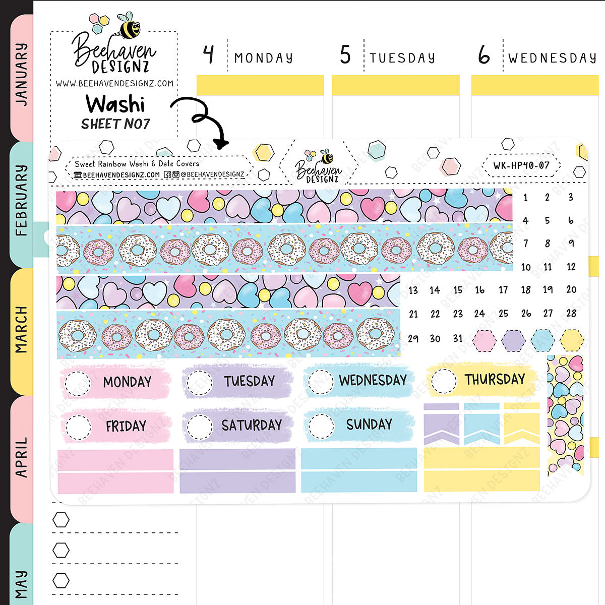 Sweet Rainbow Happy Planner Weekly Kit
